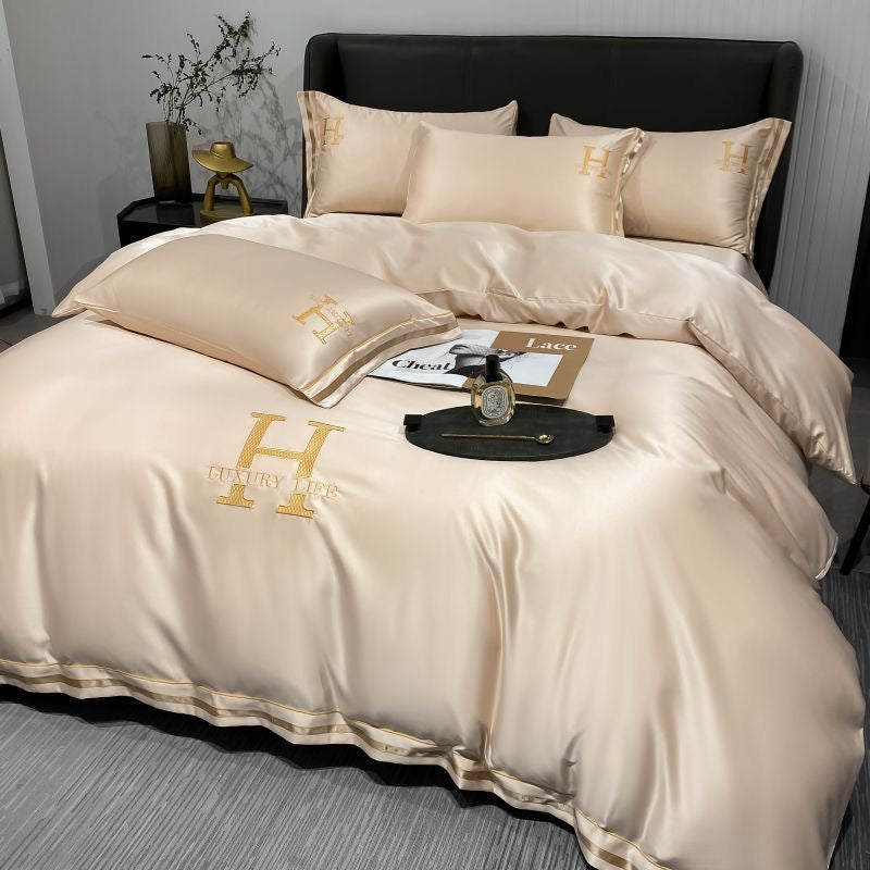 Elegant Luxury Silk Satin Duvet Cover Bed Set