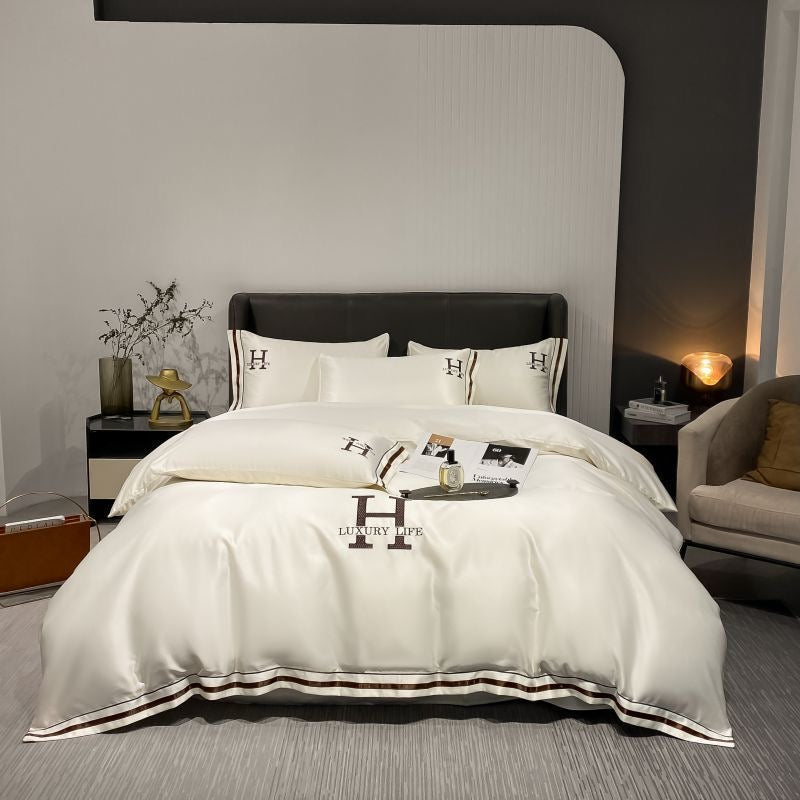 Elegant Luxury Silk Satin Duvet Cover Bed Set