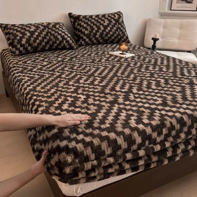 3 Pieces Warm Luxury Thick Plush Fluffy Fitted Bed Sheet Set