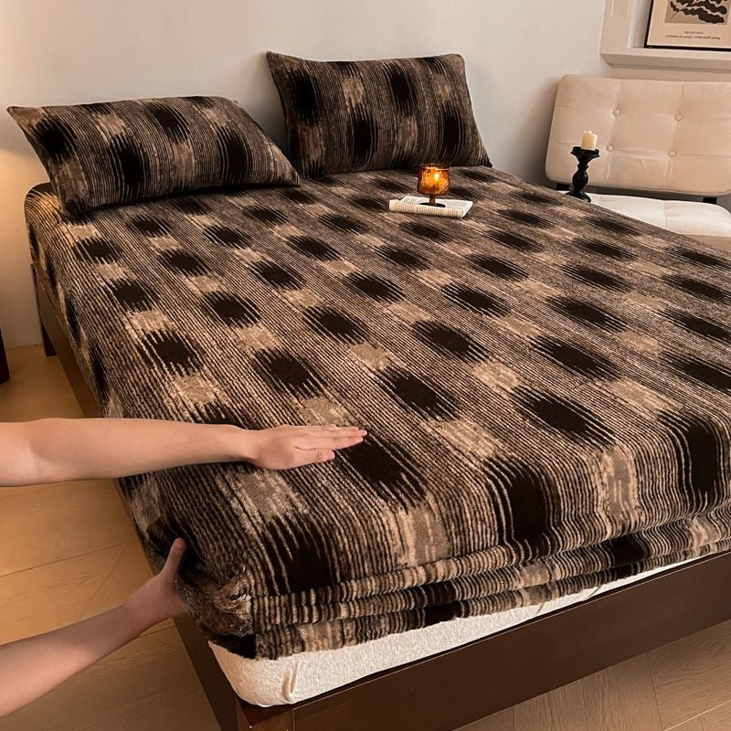 3 Pieces Warm Luxury Thick Plush Fluffy Fitted Bed Sheet Set