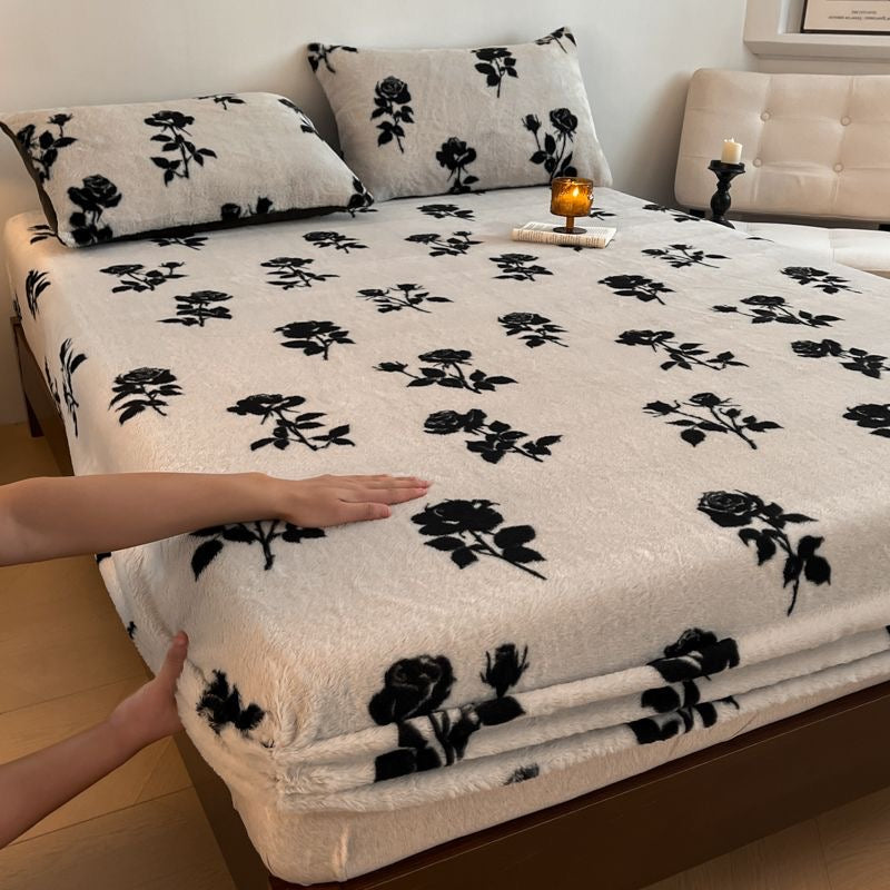 3 Pieces Warm Luxury Thick Plush Fluffy Fitted Bed Sheet Set
