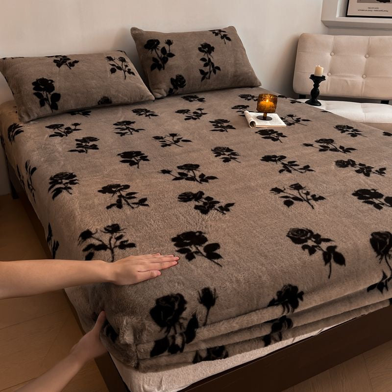 3 Pieces Warm Luxury Thick Plush Fluffy Fitted Bed Sheet Set