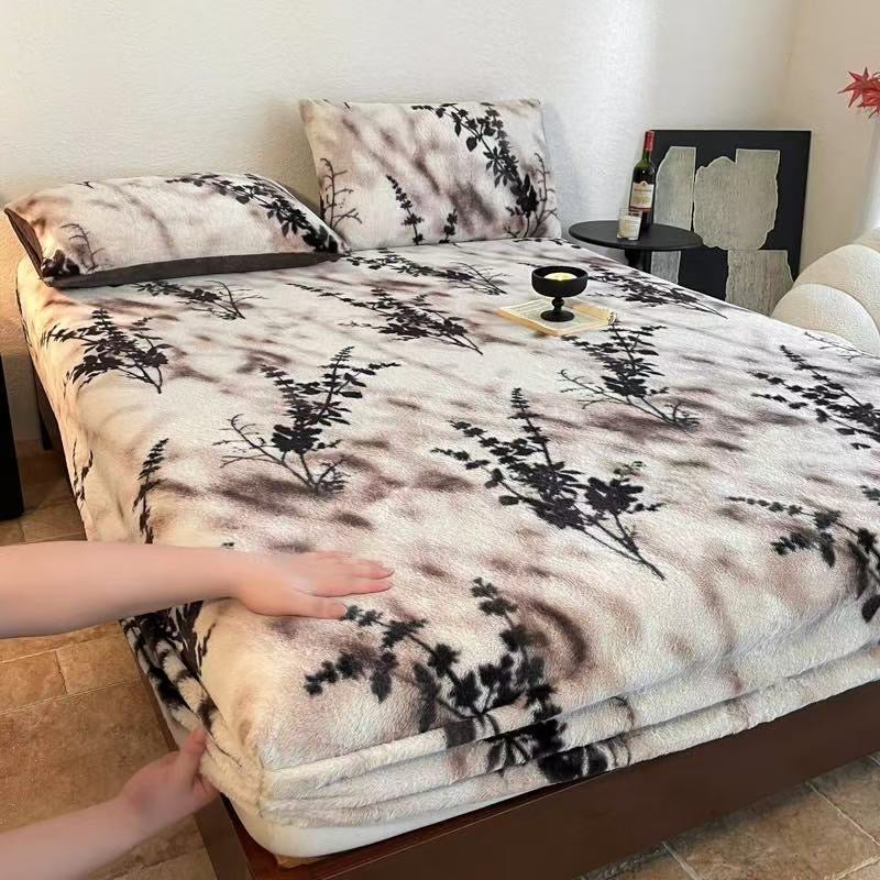 3 Pieces Warm Luxury Thick Plush Fluffy Fitted Bed Sheet Set