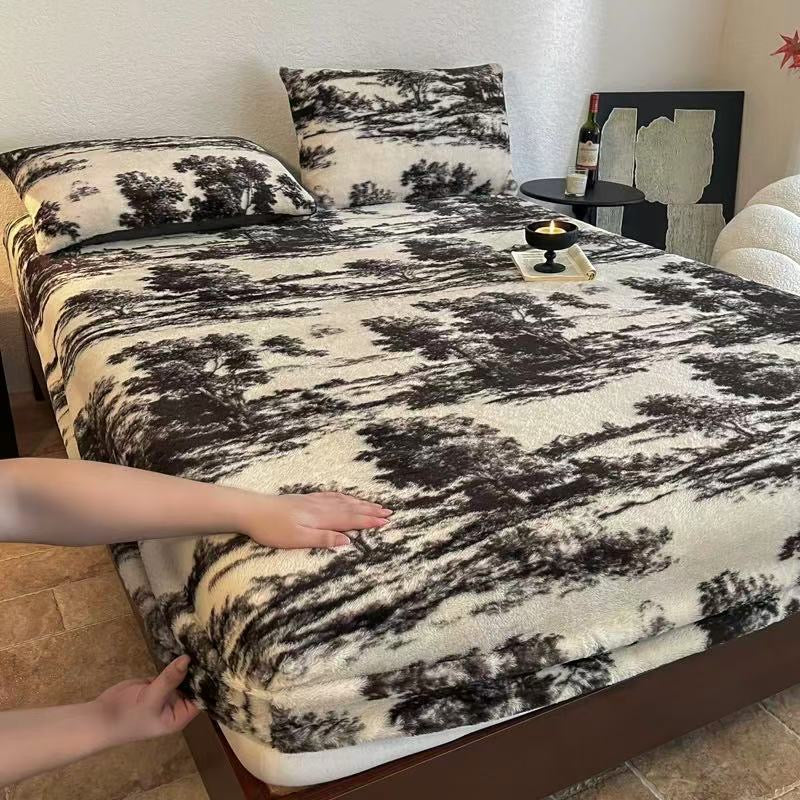 3 Pieces Warm Luxury Thick Plush Fluffy Fitted Bed Sheet Set