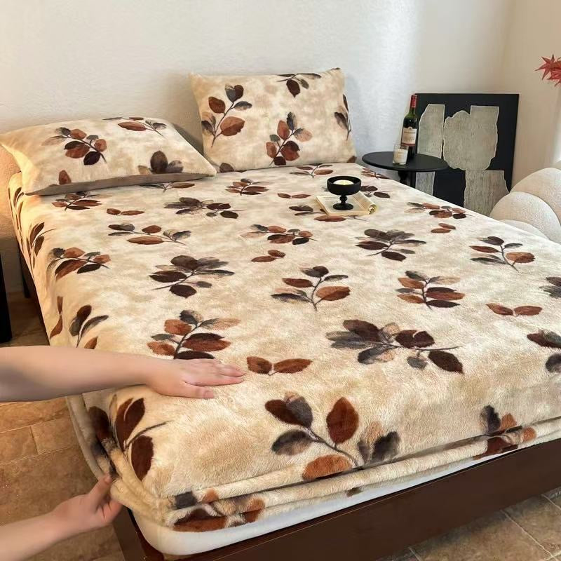 3 Pieces Warm Luxury Thick Plush Fluffy Fitted Bed Sheet Set