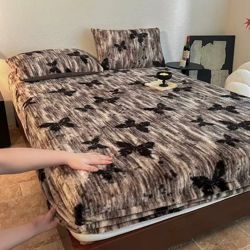 3 Pieces Warm Luxury Thick Plush Fluffy Fitted Bed Sheet Set