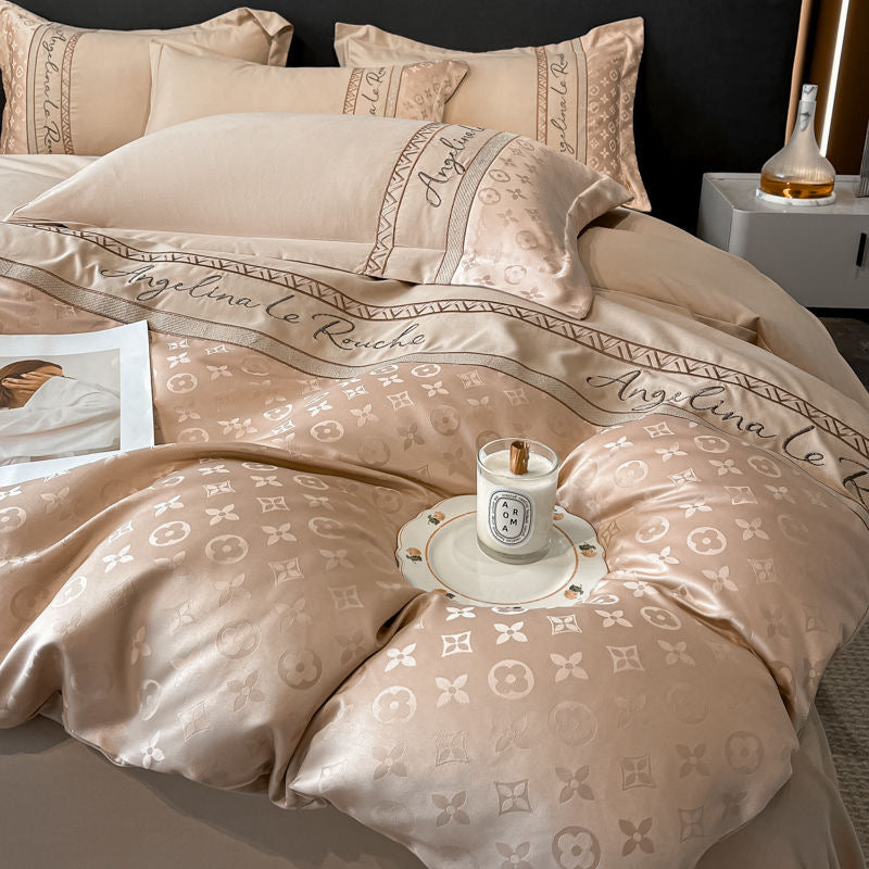 Modern Luxury Fashion Rich Silk Satin Bedding Set