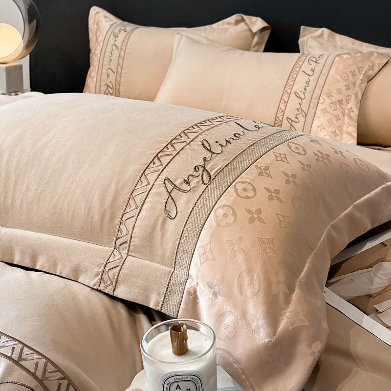 Modern Luxury Fashion Rich Silk Satin Bedding Set