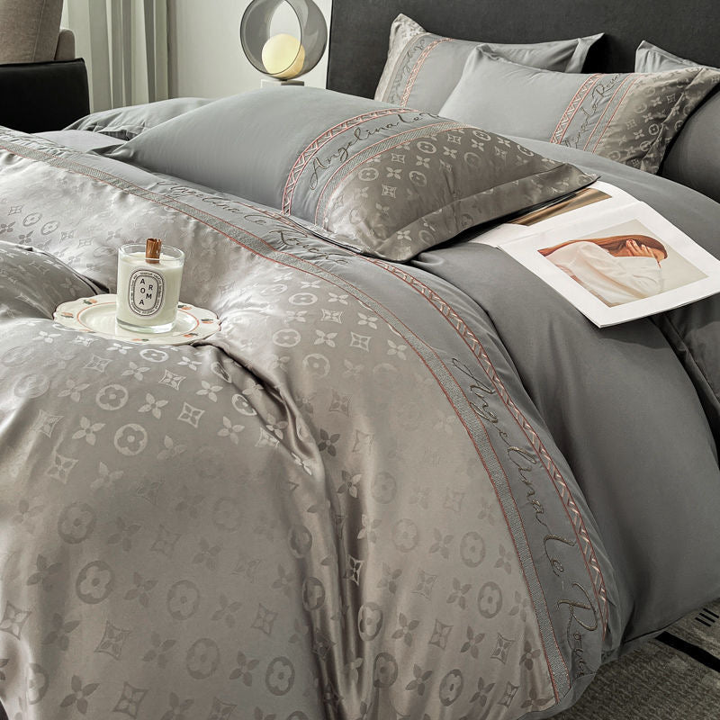 Modern Luxury Fashion Rich Silk Satin Bedding Set