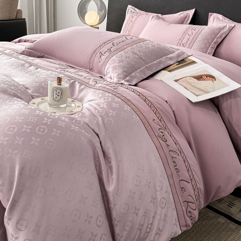 Modern Luxury Fashion Rich Silk Satin Bedding Set