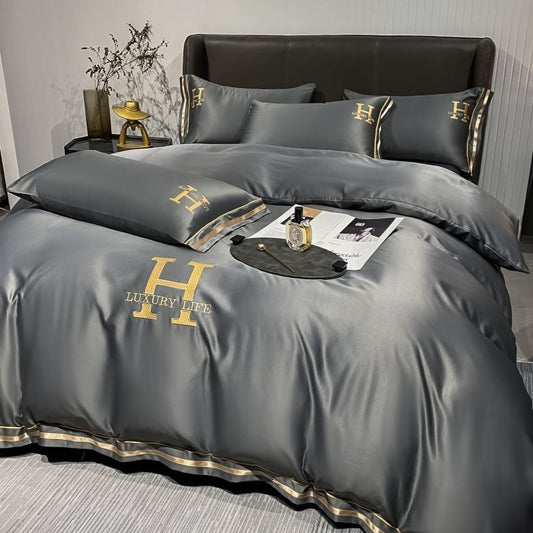 Elegant Luxury Silk Satin Duvet Cover Bed Set