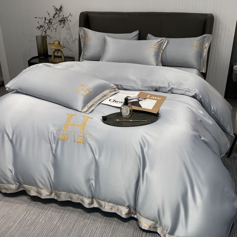 Elegant Luxury Silk Satin Duvet Cover Bed Set
