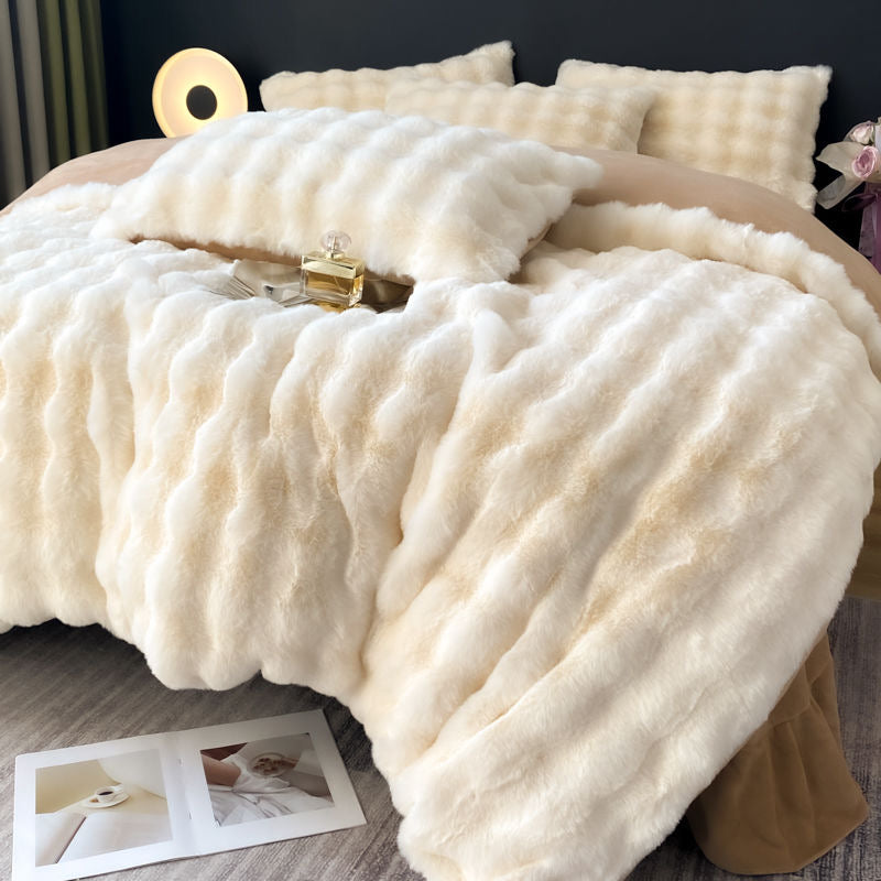 Classic Luxury Ultra Soft Faux Fur Cozy Comforter Bedding Set